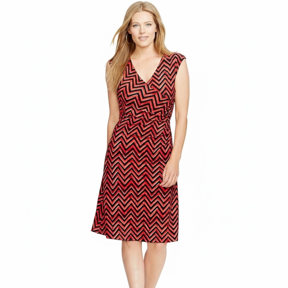 Ralph Lauren Chevron Sleeveless Dress in Red and Black